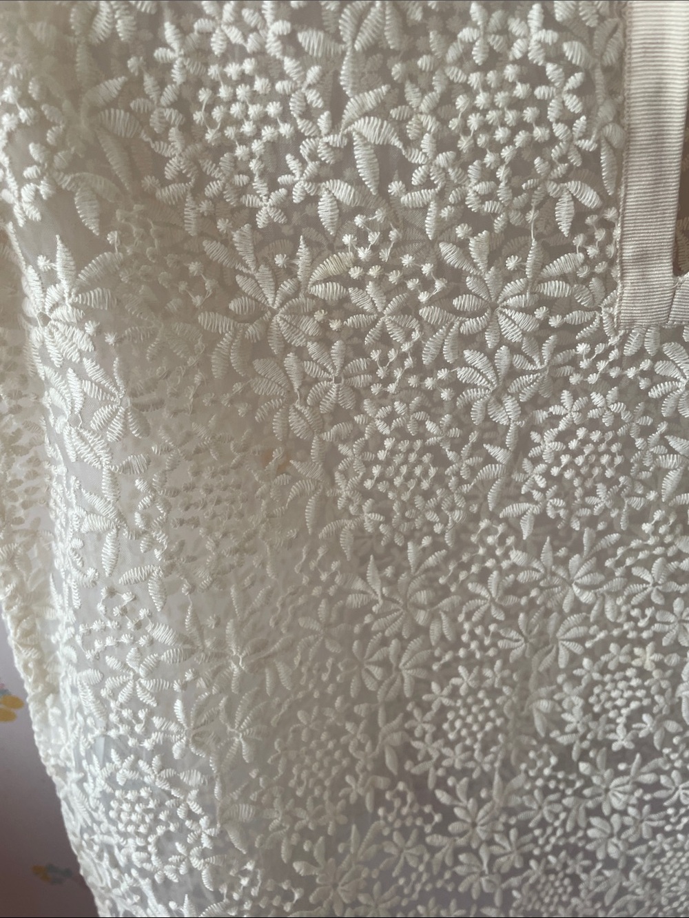 Zara Cream Floral Lace Short Sleeve Blouse - Picture 3 of 3